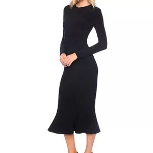 Susana Monaco Crew Trumpet Long Sleeve Midi Dress